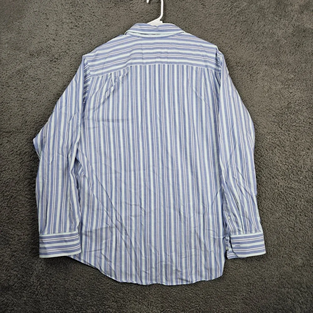 Banana Republic Non Iron Slim Fit Blue‎ Stripe Button Down Shirt Mens XL